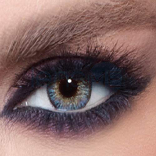 BELLA GLOW farbige Kontaktlinsen VIVID BLUE (Dioptrien -0.00)– stark deckende Monatslinsen für 3 Monate, wunderschöne blaue Farblinsen, perfekt für dunkle Augen