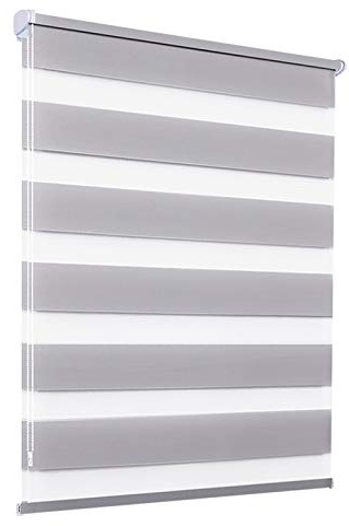 Allesin Doppelrollo Klemmfix ohne Bohren & mit Bohren, Duo Rollos für Fenster und Tür, Klemmrollo Fensterrollo lichtdurchlässig Sichtschutz, B70 x H120cm (Stoffbreite 70cm) Grau