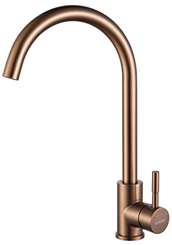 KINSE Rubinetto Lavello Cucina in Acciaio Inox, Miscelatore Monocomando, girevole a 360°, Oro rosa