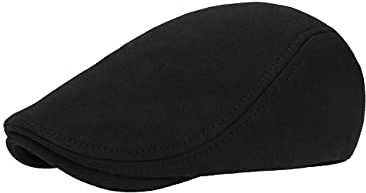 Gisdanchz Baumwolle Schiebermütze Schirmmütze Schiebermützen Flatcap Herren Flat Cap Gatsby Newsboy Hat Schwarz