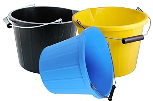Builders Bucket 3 Gallon 14 Litre Plastic Water Mixing Storage Strong with Handle Made in U.K (1, Assorted Colours)