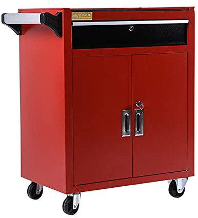 Bderkz Rolling Tool Chest Heavy Duty Steel Mobile Trolley Tool Cabinet with Wheels and Large Storage Cabinet, Perfect Tool Organizer for Mechanics and Home Garage, Red (Color : Red)
