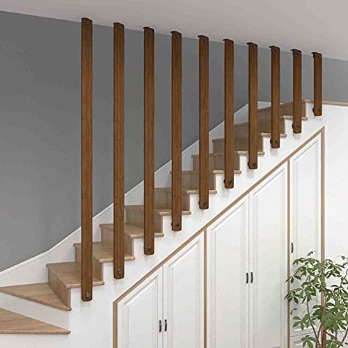 Barandilla de escalera de madera maciza Kit de barandilla de porche interior Escaleras de desván Barandillas de madera para terrazas Postes de soporte de seguridad para escalones al aire libre (1 pi