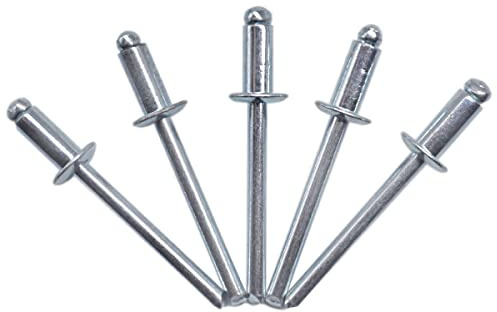 Confezione da 500 rivetti ciechi 4,0 x 12 mm, testa a cupola aperta, rivetti a scatto, DIN 7337, rivetti in acciaio e mandrino in acciaio (500, 4,0 x 12 mm)