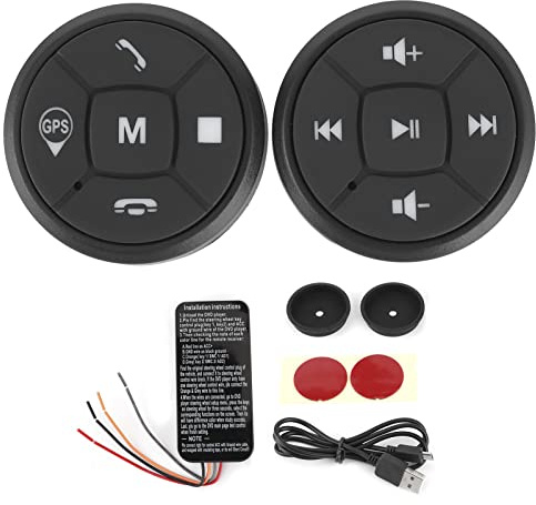 Ymiko Pulsante Multimediale Bluetooth Senza Fili Volume Interruttore del Controller Wireless GPS Pulsante di Controllo del Volante a Distanza con Luce Blu