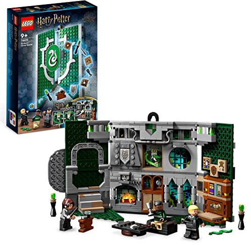 LEGO 76410 Harry Potter Slytherin House Banner Set, Hogwarts Castle Common Room Toy or Wall Display, Collectible Travel Toy with Draco Malfoy Minifigure