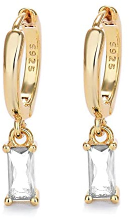 Örhängen med hängande örhängen, örhängen dam långa kvinnor 14K guld örhängen dam guld flickor män örhängen 2 st, S