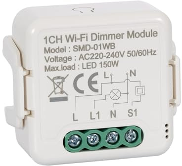 LEDKIA LIGHTING Interruptor Regulador LED WiFi TRIAC Compatible con Interruptor y Pulsador Blanco