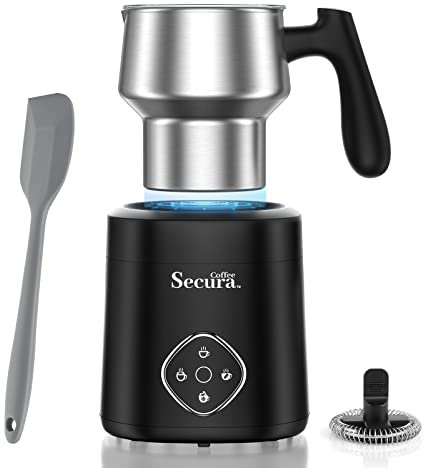 Secura Coffee Milk Frother, 4-in-1 Electric Milk Steamer and Frother with Detachable Stainless Steel Jug - Automatic Hot/Cold Milk Warmer for Lattes, Hot Chocolate - Induction Heating, Dishwasher Safe