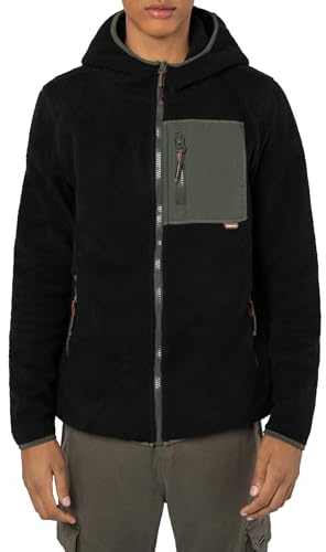 Sublevel Herren Teddy Fleecejacke mit Kapuze black XXL