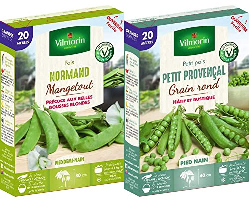 Vilmorin Pois Normand Boite série 20m, Vert & Pois Petit Provençal Boite série 20m, Vert
