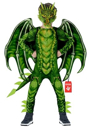 Morph Grön drake, Barn, Dragondräkt, Djurdräkt, pojke, karneval, halloween, pojke, L