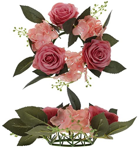 BESPORTBLE 2stücke Kerzenkranz Mit Rosen Blumen Für Party Dekoration Leicht Und Exquisit Verarbeitet Geeignet Als Tischdekoration Und Foto Requisit