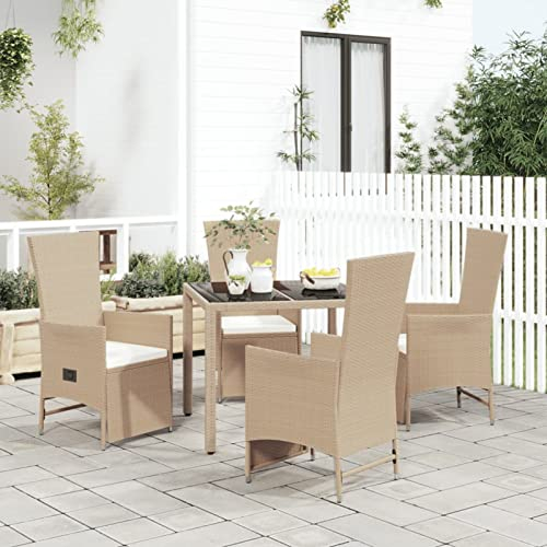 Festnight Sitzgruppe Garten Essgruppe 8 Personen Rattan Gartenmöbel Set mit 8 Stühle Sitzgruppe Rattan Gartenset Essgruppe Stuhl Tisch Set Garten Tisch und Stuhl Set 8 Personen-5-tlg-Beige