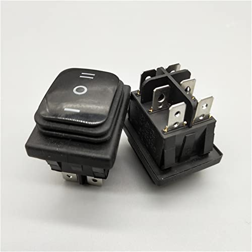 FACSER Interrupteur à Bascule KCD4-203 20A/250VAC 30x22 Interrupteur à Bascule étanche 6pin DPDT on Off on 12V 220V Rouge Vert lumière LED Interrupteur à Bascule (Color : Nero, Size : 220V)