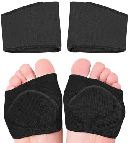 1 Paar Mittelfußpolster Fußballenpolster,Vorderfußpolster mit Gel-Pads, Mittelfuß-Pads Stützbandage orthopädische Einlegesohlen,halbe Socke zur Linderung von Mittelfußknochen (XL, Schwarz)