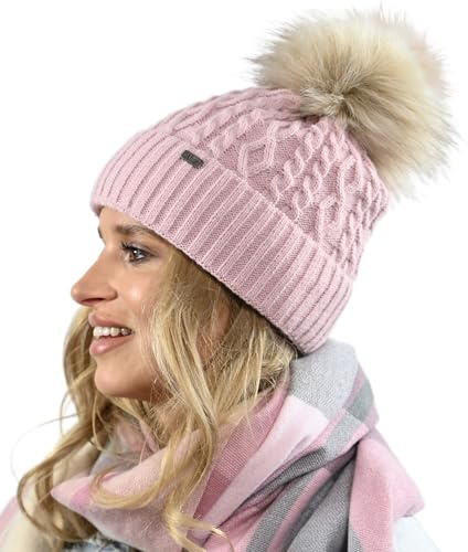 Alur Mütze Damen Beanie Wintermütze Strickmütze mit Bommel - Warme Elastisch Elegant Winter Mütze EKO Bommelmütze - Weiches Garn Stilvoll Universell Warm