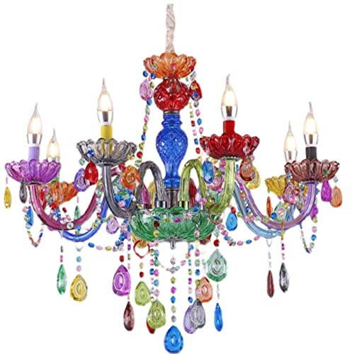 ZJHAHJY Kronleuchter in Spinnenform, Chrom/Acryl, Beleuchtung für Kinderzimmer, mehrfarbig, kreatives Kristalllicht, Bonbonfarben, Kerzenleuchter für Hotel, Restaurant, Café