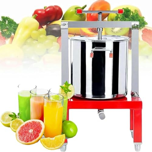 LYJYUJIE Fruchtweinpresse, 10L Manuelle Presse, Justierbare Höhe, Verdickter Basistisch, Honigextrakt Mit Edelstahlabdeckung Für Obst/Gemüse Brauwein/Saft~/