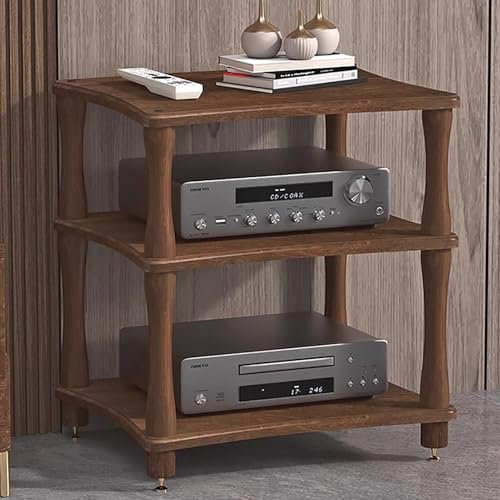 Elitix HiFi Rack Audio-/ Videoregale und Dekoregale Aus Massivholz für Medienkonsolen, Organizer für Spielkonsolen-Ausrüstung/CD-Player-Komponenten, Medientische für das Wohnzimmer(Brown,60x48x62cm)