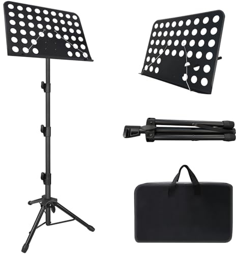 Pupitre pour partitions de 177,8 cm, support de partitions réglable, portable et pliable avec sac de transport pour guitare, ukulélé, violon (version supérieure, 1 pièce)