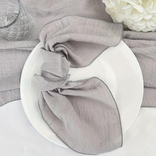 SYSUII 32x32cm 12 Stück Stoffservietten Baumwolle Musselin Servietten Stoff Tischservietten Abwaschbare Servietten Hochzeitsservietten für Party Geburtstag Cafe Restaurant Küche-Grau #1