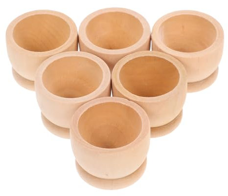 Garneck Set di 6 Bicchieri di Legno Senza Guscio Portauova Decorativi Pasquali per Uova Sode E alla Coque