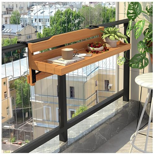 GUOGLZ Hängetisch Für Balkongeländer, Balkon-Stehtisch Für Geländer, Balkonhängetisch Klappbarer, Verstellbarer Terrassen-/Gartenbaluster(120 * 30cm)