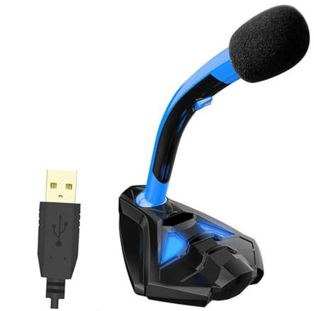 Milisten USB Gaming Mikrofon Mit Licht Professionelles Computer Mikrofon Für Gesang Gaming Und Video-Chat Omnidirektional Einstellbare Lautstärke Kompatibel Mit Pc Laptop Schwarz