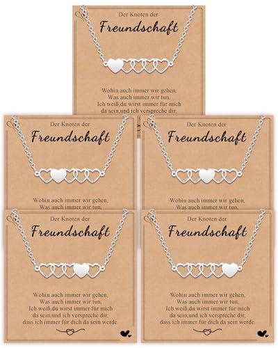 SUNSH Beste Freundin Geschenke, 5 Beste Freundin Schwestern Halsketten, Damen/Mädchen Kette, Freundschaft Freund Geschenke, Geschenk für Schwestern, Geburtstag Weihnachten