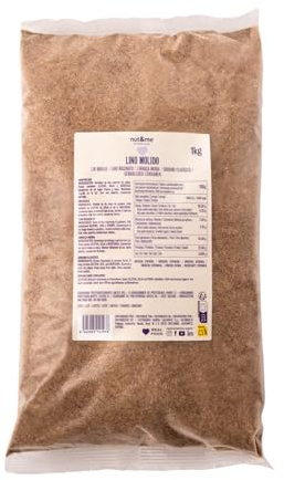 nut&me Semillas de lino molido 1 kg | Sin aditivos ni conservantes, Fuente de proteínas, Rico en fibra, Topping