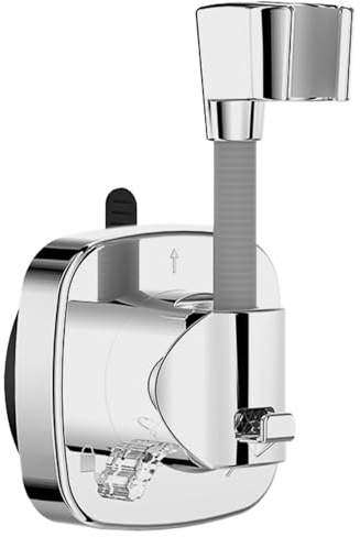 Scettar Support Pommeau de Douche, Support de Douche Réglable Rotatif à 360°,Réutilisable Accroche Pommeau de Douche avec Socle à ventouse, Argent