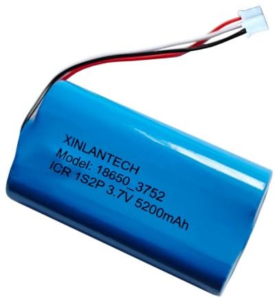 XINLANTECH 18650 1s2p 5200mAh 3.7V batería recargable de iones de litio con conector Jst PH2.0/3P / celdas 5C / soporta carga rápida