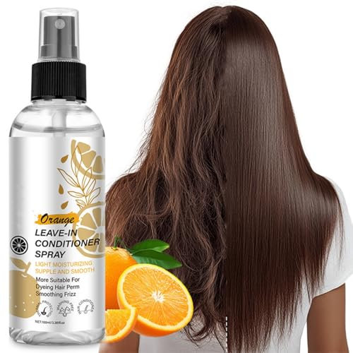 Balsamo spray per capelli arancione, balsamo profondo anti-crespo per capelli secchi e danneggiati, formula leggera e non grassa per una lucentezza radiosa e capelli setosi idratano, levigano e
