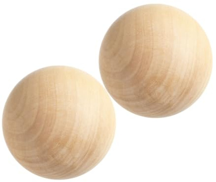 OSALADI 2 Palline di Legno Beige Naturale per Fai da Te, Sfere Artigianali in Legno Massello Finitura Liscia e Priva di Schegge, per Decorazioni e Party