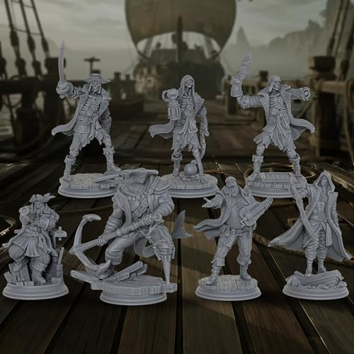 AUSPDICE AS800 Unpainted Pirate Crew Miniatures | DND Minis, RPG Figures, and Fantasy Tabletop Gaming Accessories for Dungeon & Wargame Adventures Chess Games