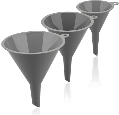 3Piece Plastic Kitchen Funnel Set, Multifunctional Funnels for Filling Bottles Canning Car Oil Funnels,Small Medium Large Round Food Funnel for Cooking, Lab, Automotive Use