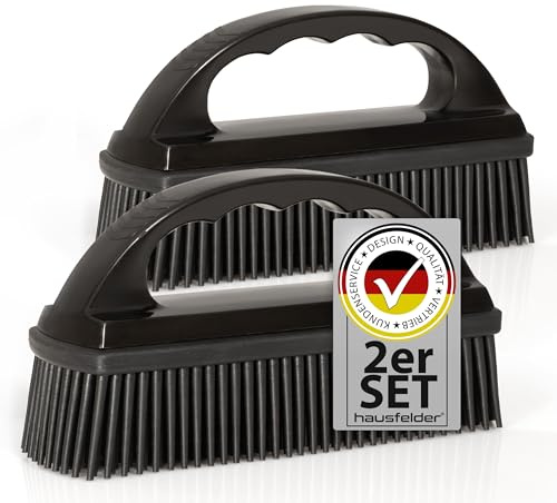 Hausfelder Vielzweckbürste Reinigungsbürste 2er Set – Tierhaarbürste Fellbürste, Fusselbürste Hundehaare Katzenhaare für Auto Sofa Teppich – Gummibürste Kleiderbürste