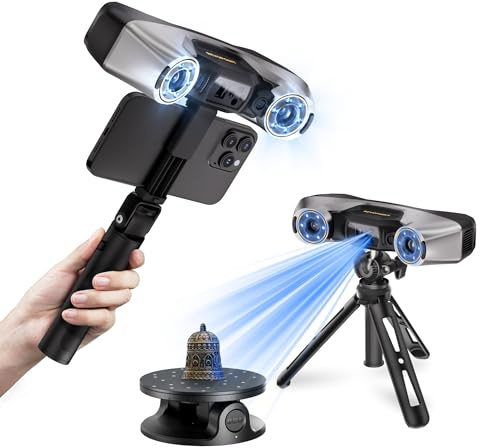 Revopoint MetroY Pro 3D-Scanner, 5 Scanmodi, 34+15+1industrieller Blaulaser | 3D-Handscanner für 3D-Drucker, bis zu 0,01 mm Präzision, 62-Linien-Vollfeld, Echtzeit-Vorschau, Wi-Fi 6, Vollfarbe