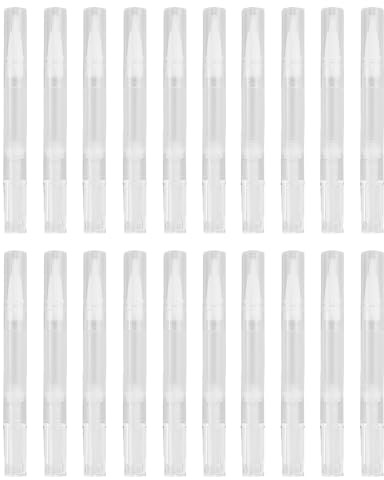 20 stylos à vis transparents - 3 ml - Stylo à huile pour ongles avec pointe pinceau - Stylo d'huile cuticule vide - Applicateurs pour gloss à lèvres rechargeable,vernis à ongles,croissance