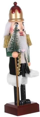 Amosfun Figurine Casse-Noisette de Noël Plastique avec Bâton Vert et Rouge Décoration de Table pour Fêtes de Noël Ornement Traditionnel Soldat Casse-Noisette pour Étagères et Tables