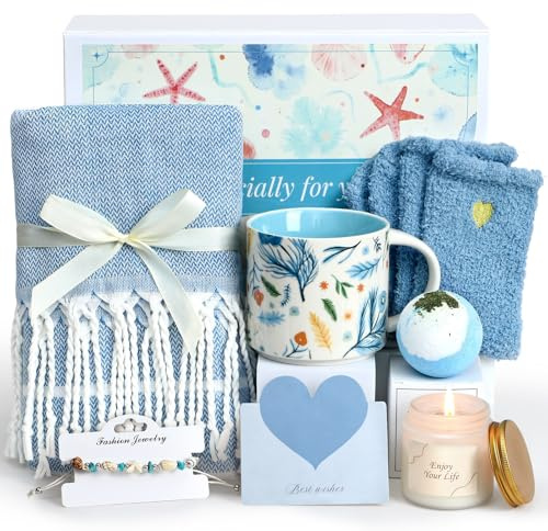 Geschenke für Frauen Geburtstagsgeschenk Set, Besserung Tasse & & Duftkerze & Badesalz & Armband & Strandtücher, Rituals Geschenkset Muttertag Geschenkkorb für Frauen Beste Freundin Mama Schwester