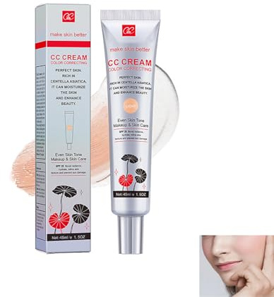 Base de Maquillage CC Cream,CC Crème à la Centella Asiatica,Maquillage et Soin Illuminateur de Teint Haute Définition pour Visage,1PC