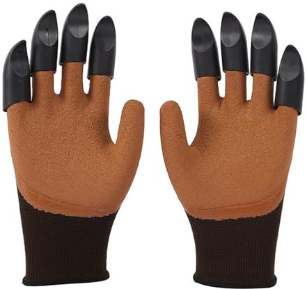 SMTYXS Gartenhandschuhe Mit Krallen, Atmungsaktiv, Wasserdicht, For Arbeiten, Graben, Pflanzen, Stichfest, Rutschfest, Schützende Latexhandschuhe For Zu Hause Starker Griff(Brown)