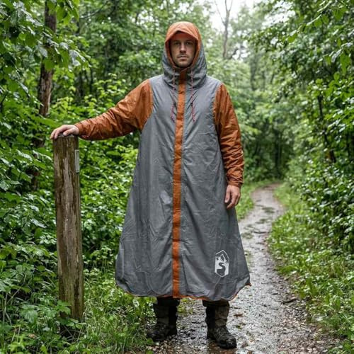 Plumbpyr 2-i-1 regnponcho med huva grön, 185T polyester PU belagd, x x för camping, vandring och festival, som hållare och bärväska