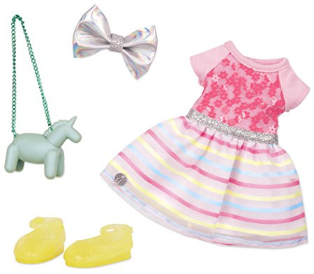 Glitter Girls - Flores Brillantes en Flor - Glitter Ropa Muñecas Niñas - Vestido Floral Arco Iris - Monedero y moño Cabello Unicornio - Accesorios para muñecas de 36 cm - 3 años +