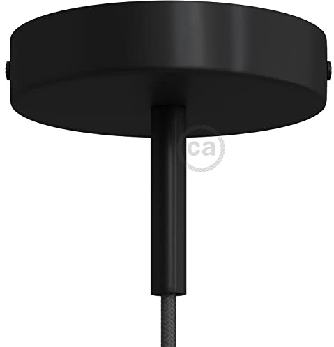 Kit rosace cylindrique en métal avec serre-câble de 7 cm - Noir