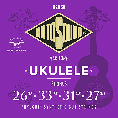 Rotosound Saiten für Ukulele, Ukulelesaiten Satz Bariton Nylgut RS85B Medium 24 31 31 28