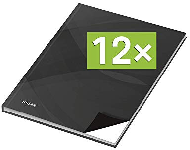 RNK - Verlag Notizbuch mit Hardcover-Einband, 96 Blatt, Notizheft, Tagebuch, Schreibbuch (12er Pack, Schwarz A4 (Blanko))