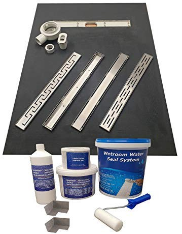 Nassboards Premium Pro Linear Shower System & Waterproofing Kit - 1200 x 900 x 30mm - Tile on Grate